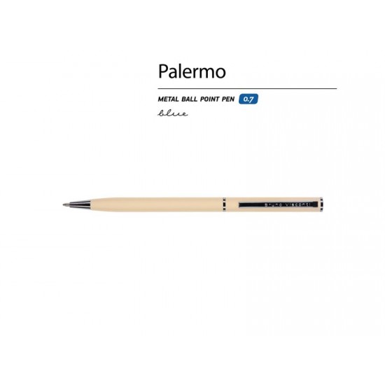 Ручка металлическая шариковая Palermo, софт-тач, 0,7 мм,  пудровый
