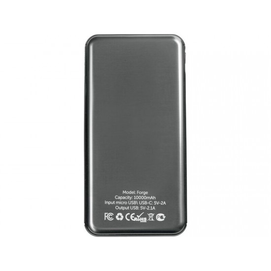 Внешний аккумулятор Forge, Evolt, металл, 10000mah, серебристый