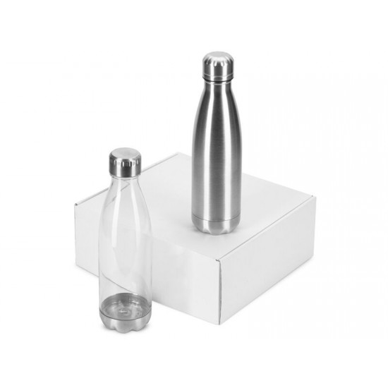 Подарочный набор из термобутылки и бутылки Bottle set, серебристый