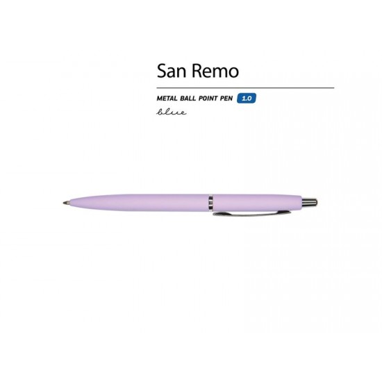 Ручка металлическая шариковая San Remo, софт-тач, 1.0 мм, сиреневый