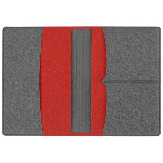 Обложка для паспорта с RFID защитой отделений для пластиковых карт Favor, красная/серая