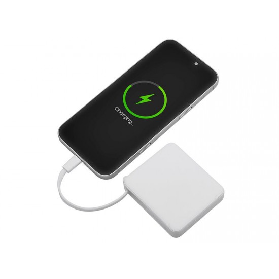 Внешний аккумулятор со встроенным кабелем USB-C Дэнси, 5000 мАч, белый