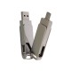 USB-флешка на 32 Гб поворотный механизм 2 в 1, c дополнительным разъемом Type-C с одноцветным металлическим клипом, серый