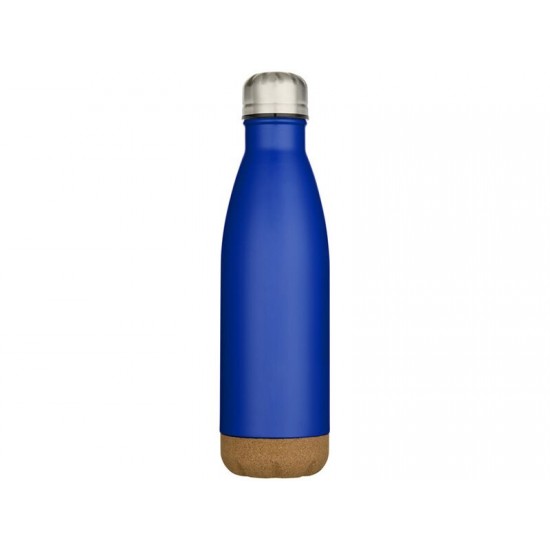 Бутылка для воды Cove из нержавеющей стали с двойными стенками и вакуумной изоляцией, объемом 500 мл, с пробковыми деталями - Ярко-синий