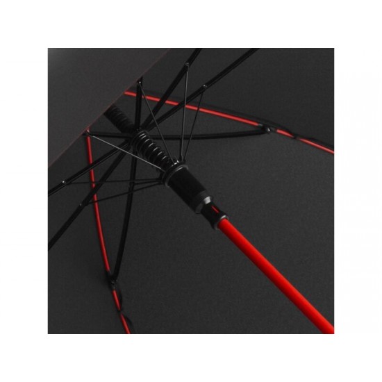 Зонт-трость Colorline с цветными спицами и куполом из переработанного пластика, черный/красный