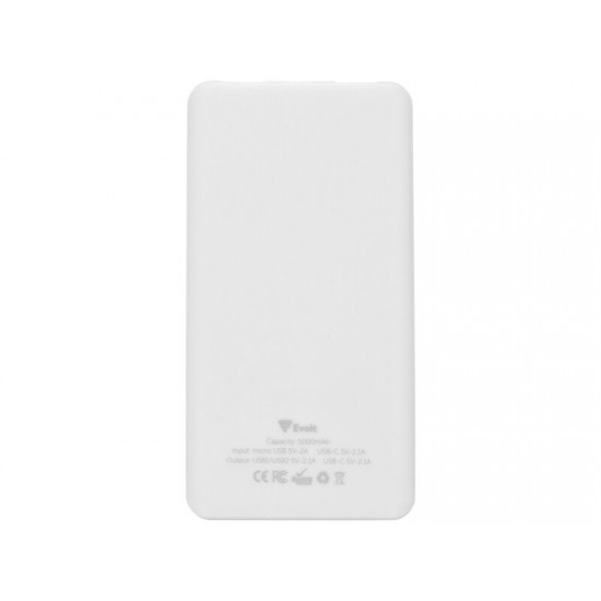 Портативное зарядное устройство Reserve с USB Type-C, 5000 mAh, белый