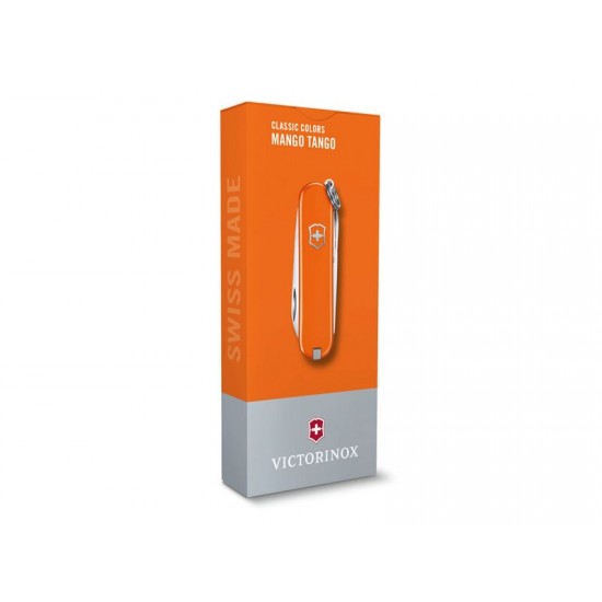 Нож-брелок VICTORINOX Classic SD Colors Mango Tango, 58 мм, 7 функций, оранжевый