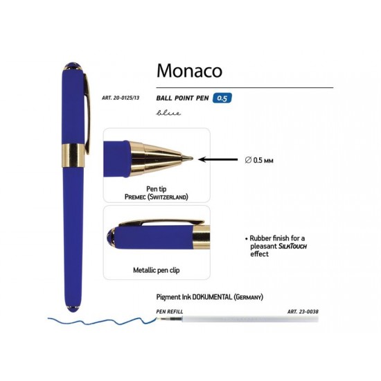 Ручка пластиковая шариковая Monaco, 0,5мм, синие чернила, сине-фиолетовый