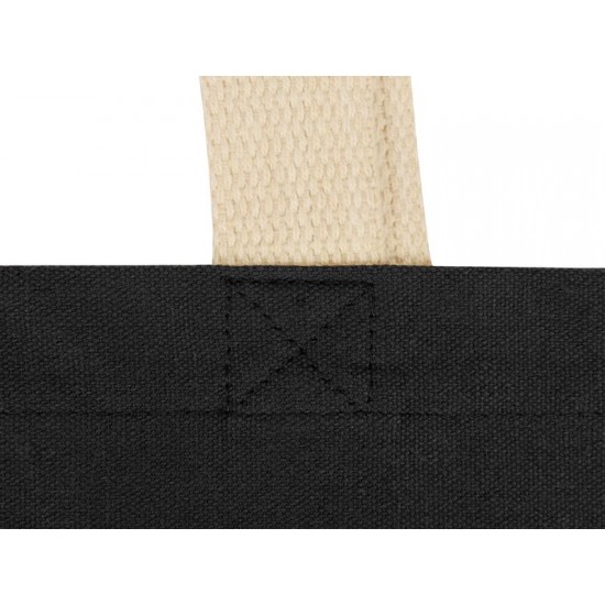 Сумка для шопинга Steady из хлопка с парусиновыми ручками, 260 г/м2, черный