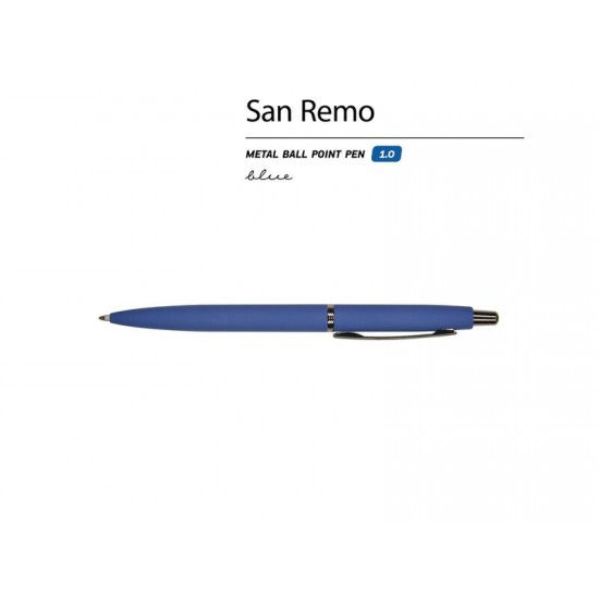 Ручка металлическая шариковая San Remo, софт-тач, 1.0 мм, синий
