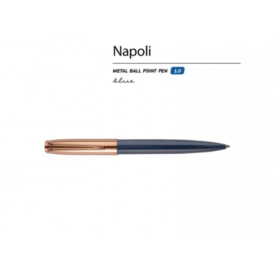 Ручка металлическая шариковая Napoli, синий/розовое золото