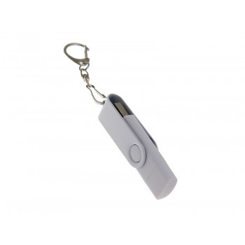 USB-флешка на 8 Гб 2 в 1 поворотный механизм, c дополнительным разъемом Type-C с одноцветным металлическим клипом, белый