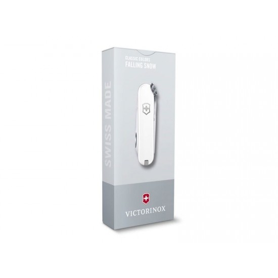 Нож-брелок VICTORINOX Classic SD Colors Falling Snow, 58 мм, 7 функций, белый