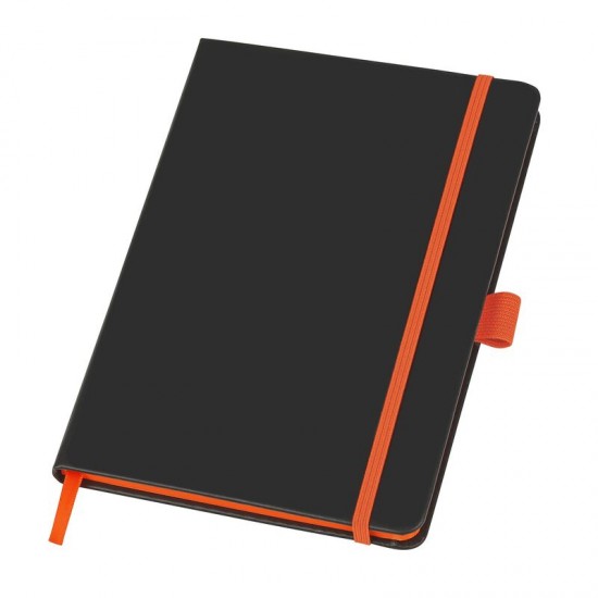Блокнот ColorNote Black, твердая обложка A5, 80 листов, черный с оранжевым