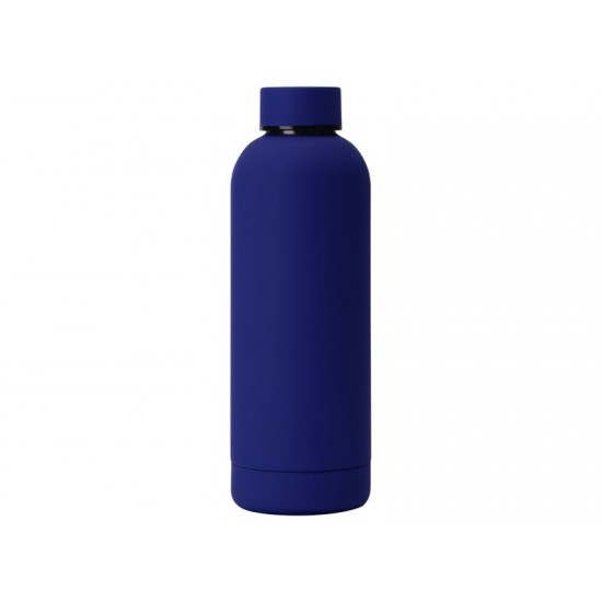 Вакуумная термобутылка Cask Waterline, soft touch, 500 мл, тубус, синий