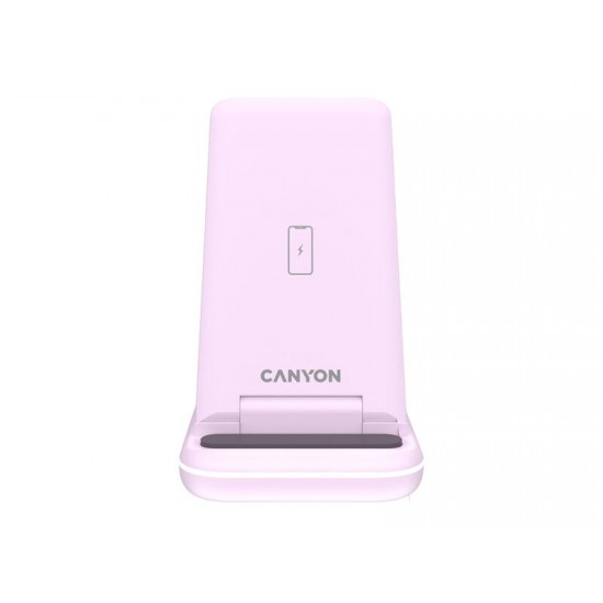 Беспроводное зарядное устройство 3-в-1 CANYON WS-304 (CNS-WCS304B), 15W, розовый