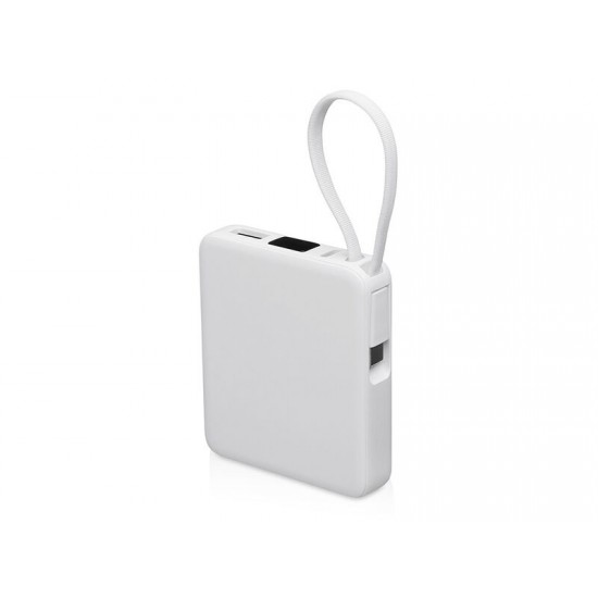 Внешний аккумулятор со встроенным кабелем USB-C Дэнси, 5000 мАч, белый