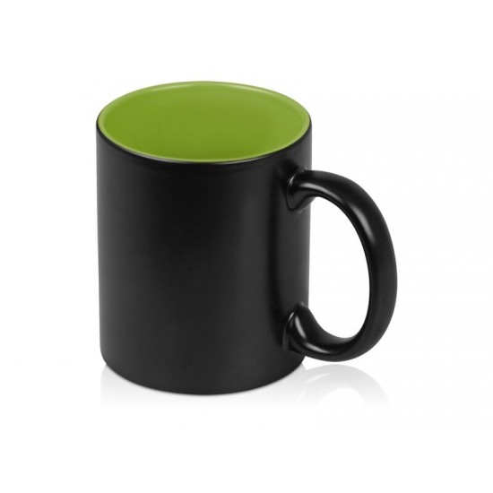Кружка с покрытием для гравировки Subcolor BLK, черный/зеленое яблоко