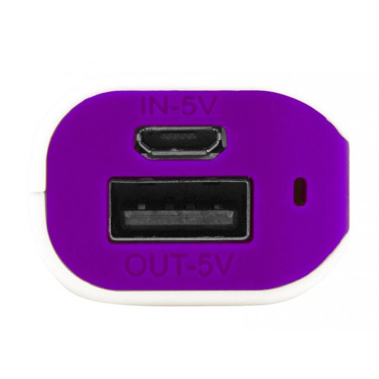 Портативное зарядное устройство (power bank) Basis, 2000 mAh, белый/фиолетовый