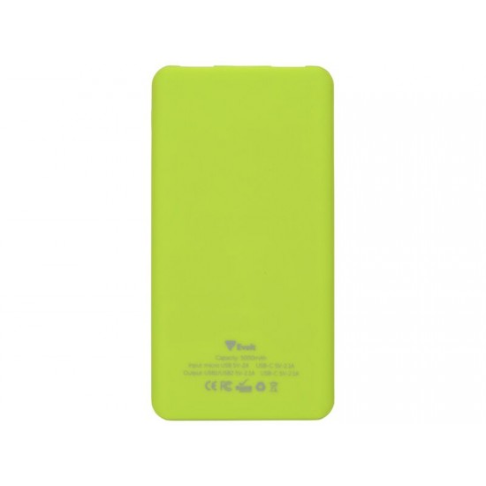 Портативное зарядное устройство Reserve с USB Type-C, 5000 mAh, зеленое яблоко