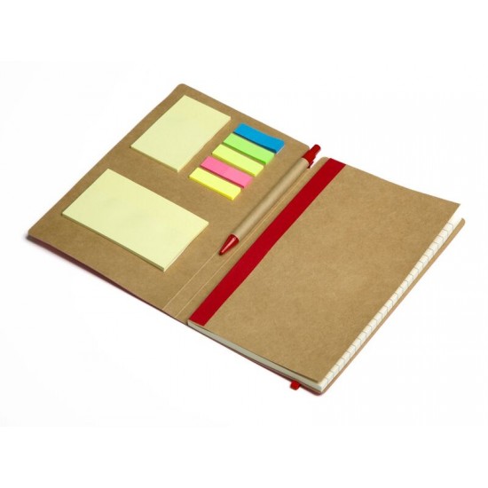 Блокнот с ручкой и набором стикеров А5 Write and stick, красный
