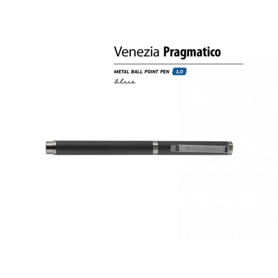 Ручка металлическая шариковая Venezia Pragmatico софт-тач,черный