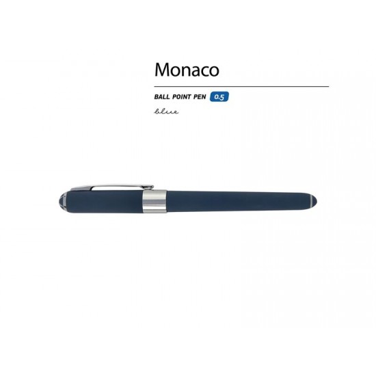 Ручка пластиковая шариковая Monaco, 0,5мм, синие чернила, темно-синий navy/серебристый