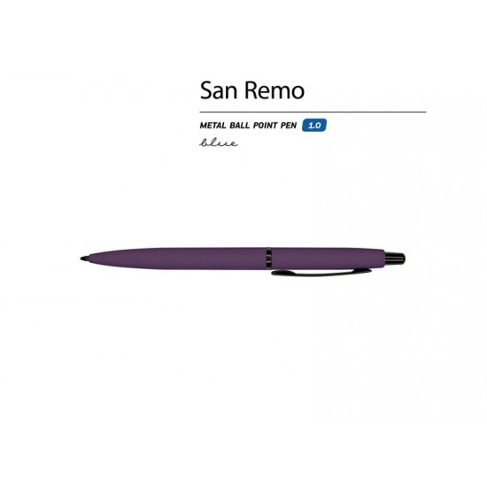 Ручка металлическая шариковая San Remo, софт-тач, 1.0 мм, фиолетовый