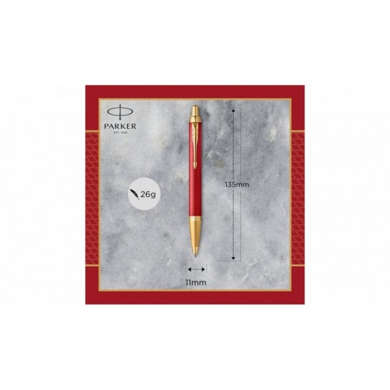 Шариковая ручка Parker IM Premium K318  Red GT, стержень: M, цвет чернил: blue, в подарочной упаковке.