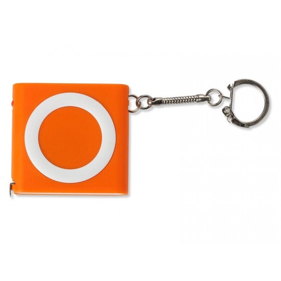 Брелок-рулетка с фонариком, 1 м., оранжевый/белый