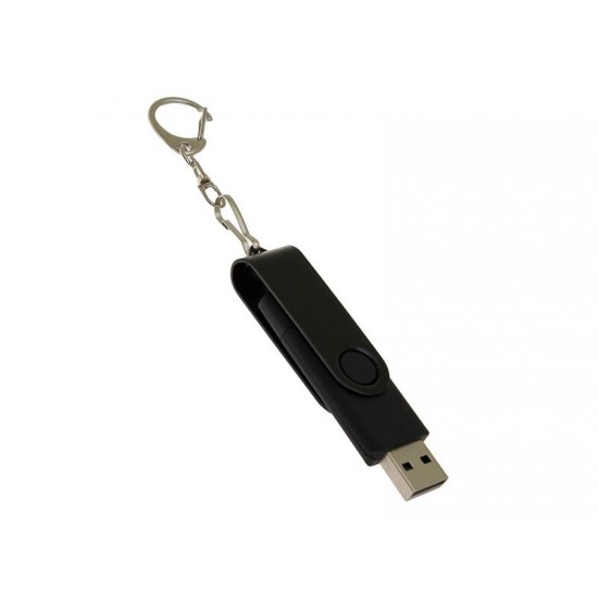 USB-флешка на 32 Гб 2 в 1 поворотный механизм, c дополнительным разъемом Type-C с одноцветным металлическим клипом, черный