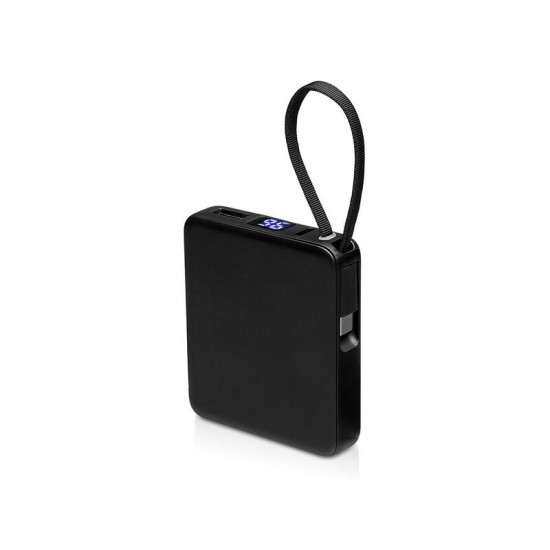 Внешний аккумулятор со встроенным кабелем USB-C Дэнси, 5000 мАч, черный