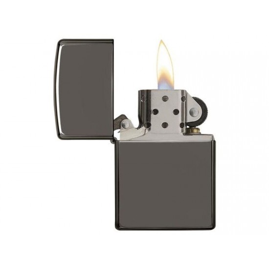 Зажигалка ZIPPO Classic с покрытием Black Ice®, латунь/сталь, чёрная, глянцевая, 38x13x57 мм