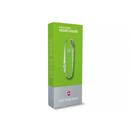 Нож-брелок VICTORINOX Classic SD Colors Smashed Avocado, 58 мм, 7 функций, салатовый