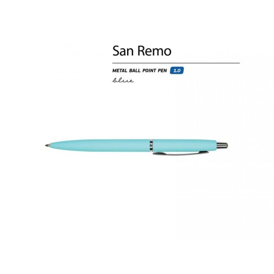 Ручка металлическая шариковая San Remo, софт-тач, 1.0 мм, голубой