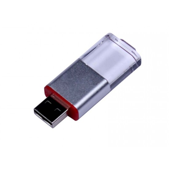 USB-флешка промо на 64 ГБ прямоугольной формы, выдвижной механизм, красный