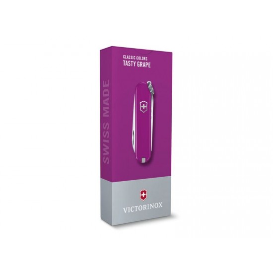 Нож-брелок VICTORINOX Classic SD Colors Tasty Grape, 58 мм, 7 функций, фиолетовый