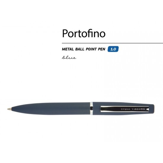 Ручка Portofino шариковая  автоматическая, синий металлический корпус, 1.0 мм, синяя