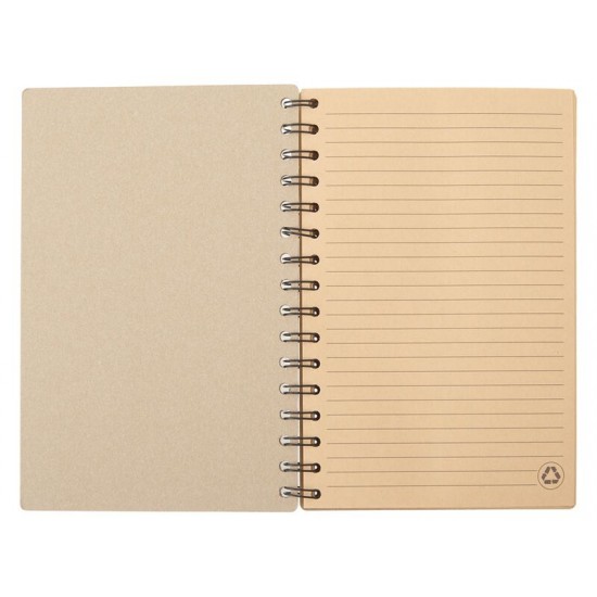 Блокнот на спирали в картонной обложке с переработанной бумагой Mania, натуральный