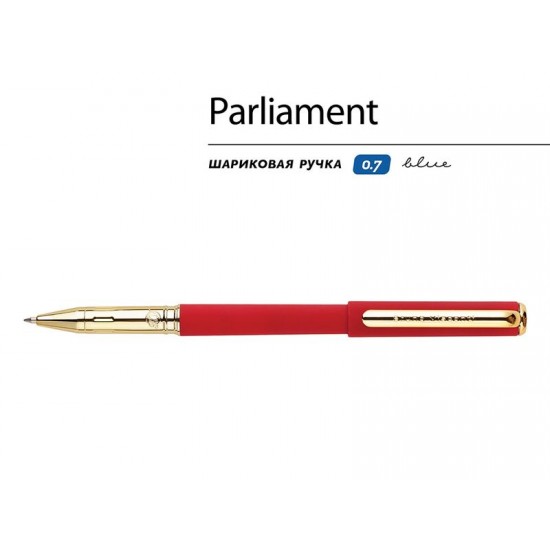 Ручка пластиковая шариковая Parliament, 0,7 мм, синие чернила, красный/золотистый