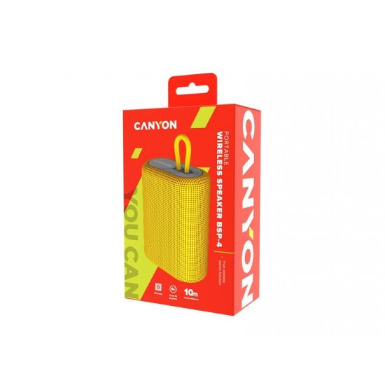 Портативная беспроводная колонка Canyon BSP-4, 5W, 1200mAh, желтая