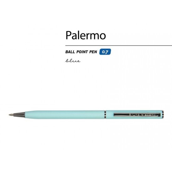 Ручка Palermo шариковая  автоматическая, нежно- голубой металлический корпус, 0,7 мм, синяя