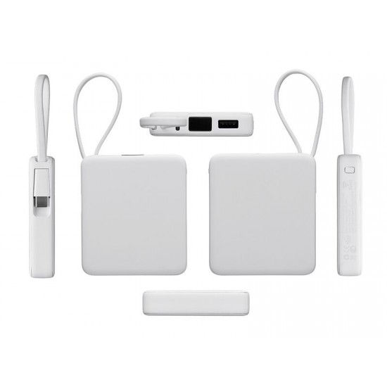 Внешний аккумулятор со встроенным кабелем USB-C Дэнси, 5000 мАч, белый