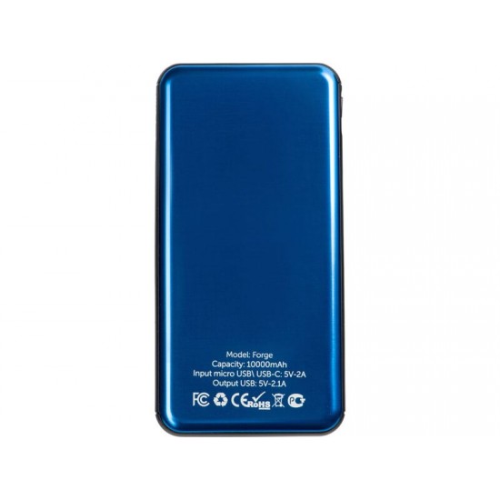 Внешний аккумулятор Forge, Evolt, металл, 10000mah, синий