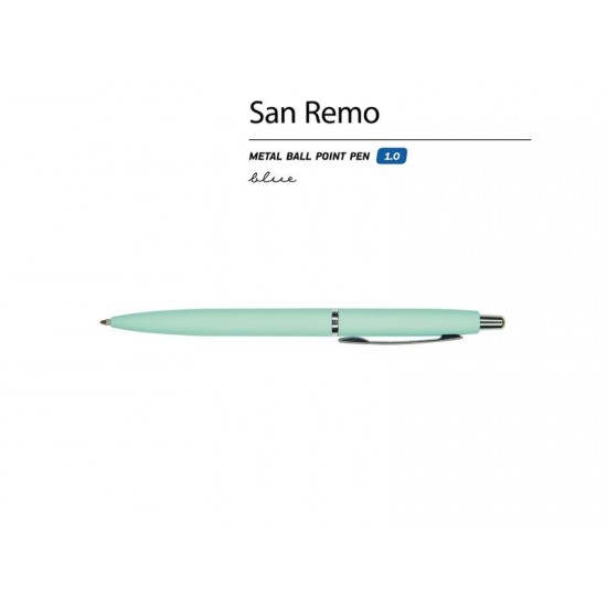 Ручка металлическая шариковая San Remo, софт-тач, 1.0 мм, мятный