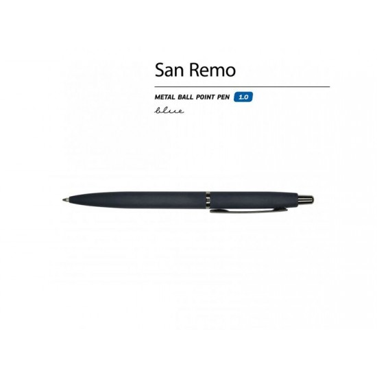Ручка SAN REMO шариковая, автоматическая, темно-синий металлический корпус 1.00 мм, синяя