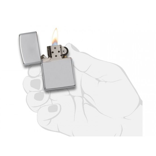 Зажигалка ZIPPO Classic с покрытием High Polish Chrome, латунь/сталь, серебристая, 38x13x57 мм