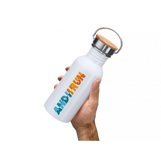 Бутылка BOINA из нержавеющей стали 304 и бамбука, белый