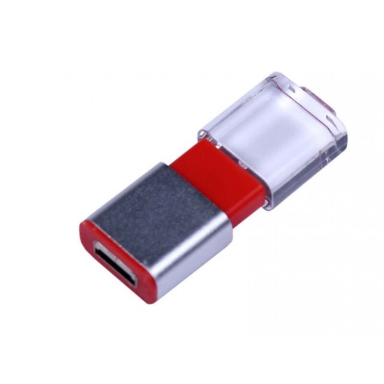 USB-флешка промо на 64 ГБ прямоугольной формы, выдвижной механизм, красный