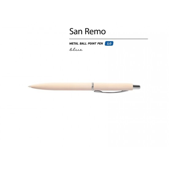 Ручка металлическая шариковая San Remo, софт-тач, 1.0 мм, пудровый